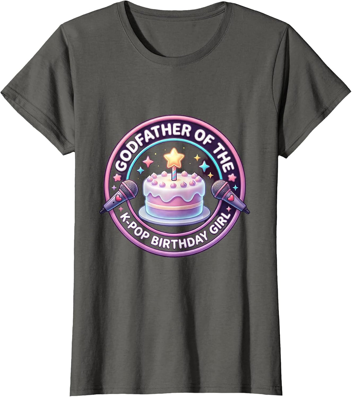 Women's Godfather of the K-Pop Birthday Girl Cute Kawaii Family T-Shirt - Asphalt Grey