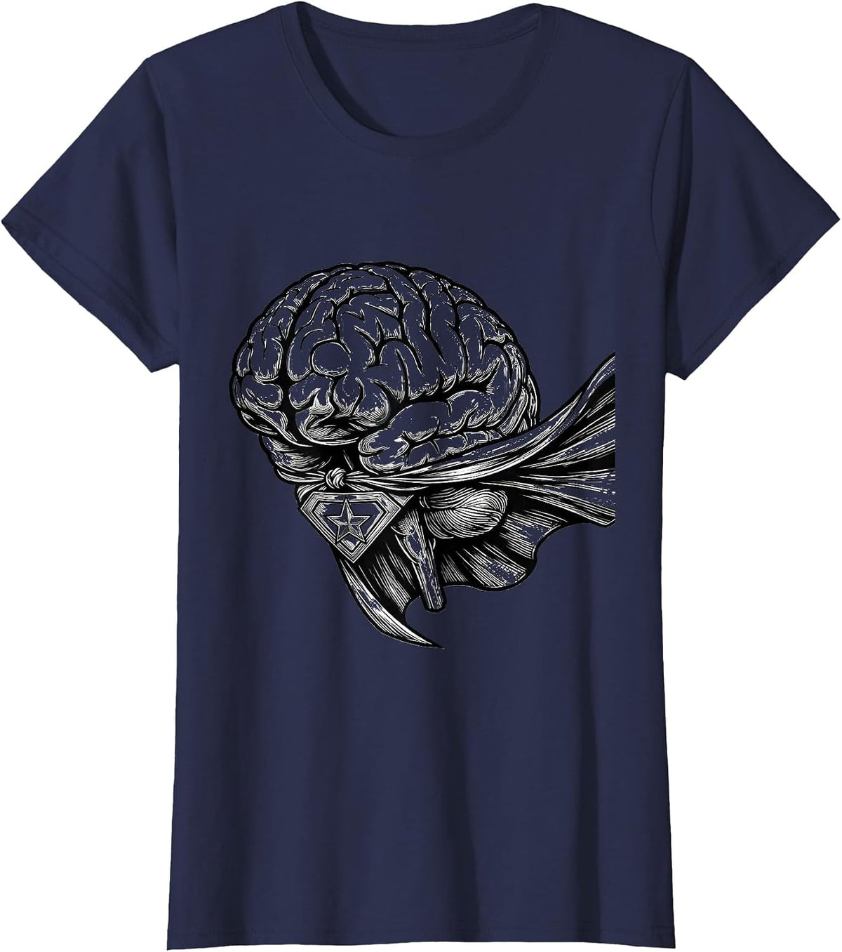 Women's Superhero Brain Paraprofessional Graphic Tee T-Shirt - Navy Blue