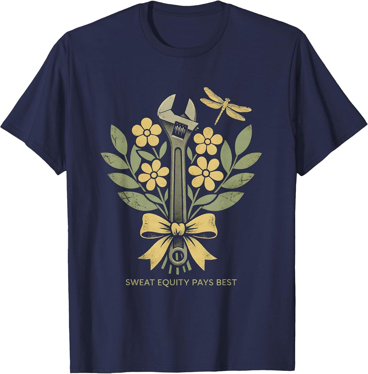 Sweat Equity Pays Best Blue Collar Design T-Shirt - Navy Blue