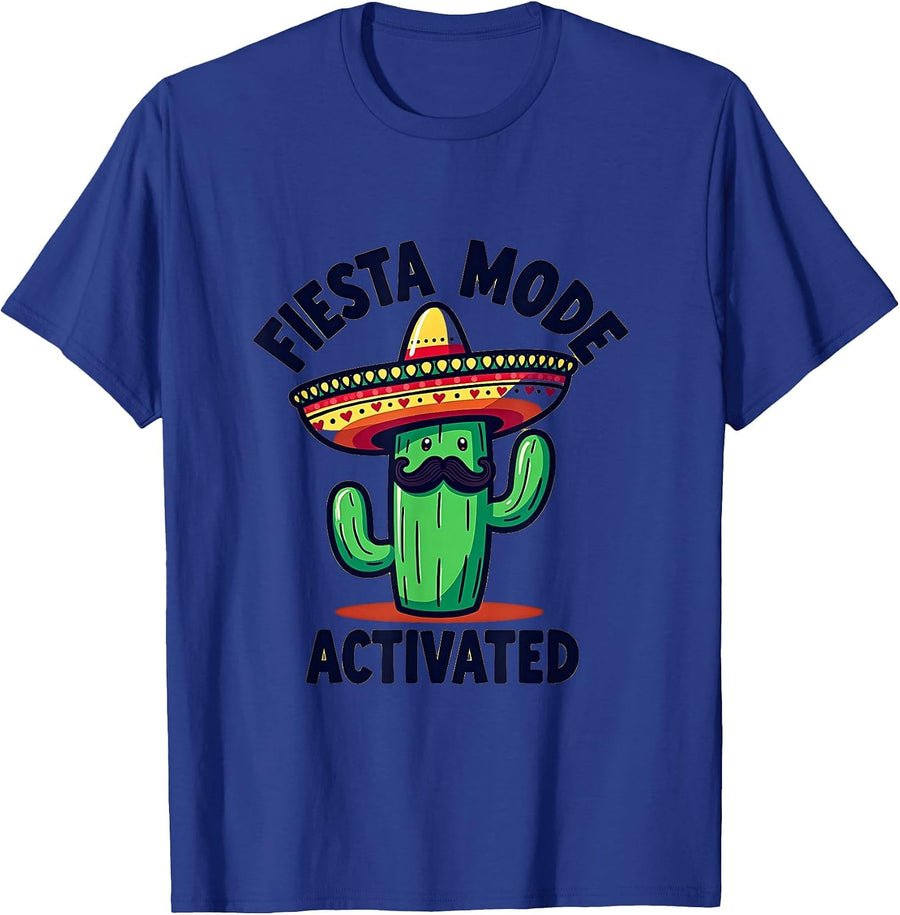 Fiesta Mode Activated Cinco De Mayo Design T-Shirt - Royal Blue