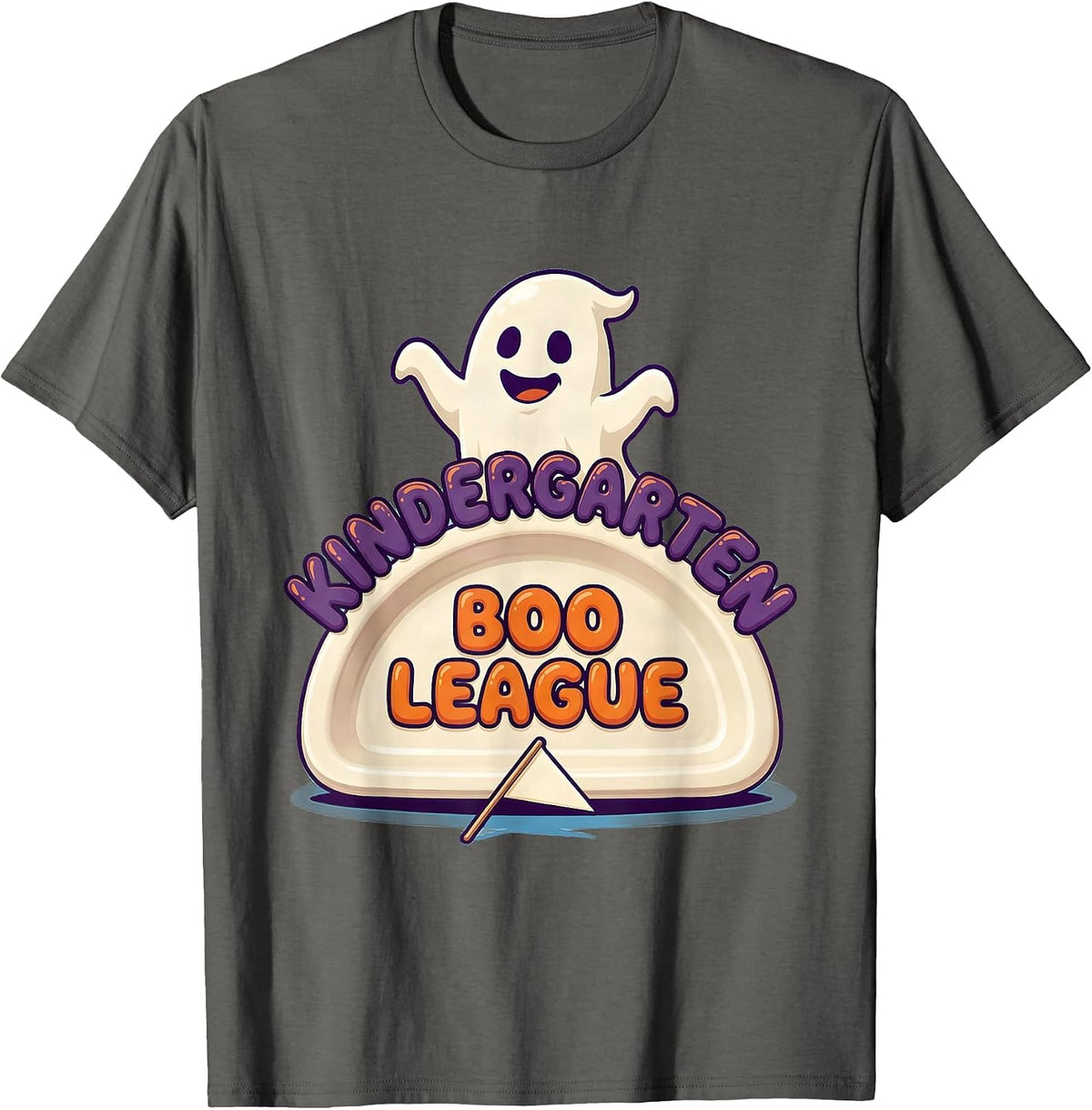 Men's Kindergarten Boo League Playful Halloween Teacher Student T-Shirt - Asphalt Grey