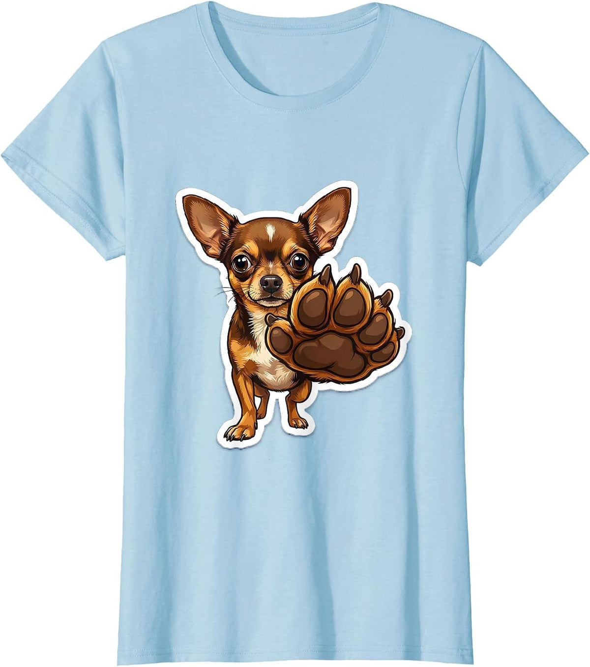 Tiny Chihuahua Big Paw Confident Dog Graphic T-Shirt - Baby Blue