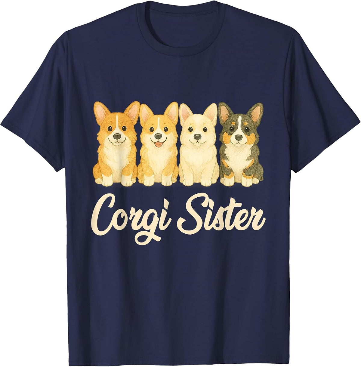 Corgi Sister Dog Lover Funny Pembroke Welsh Corgi Owner T-Shirt - Navy Blue