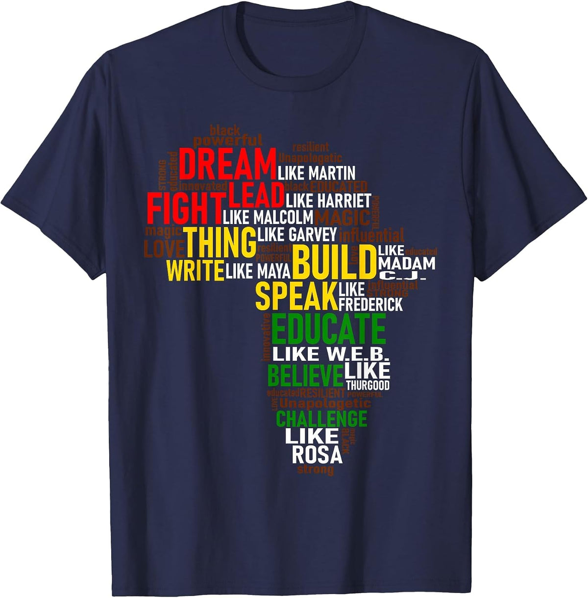 Dream Like Martin Proud My Roots Tee African Pride Black History T-Shirt - Navy Blue
