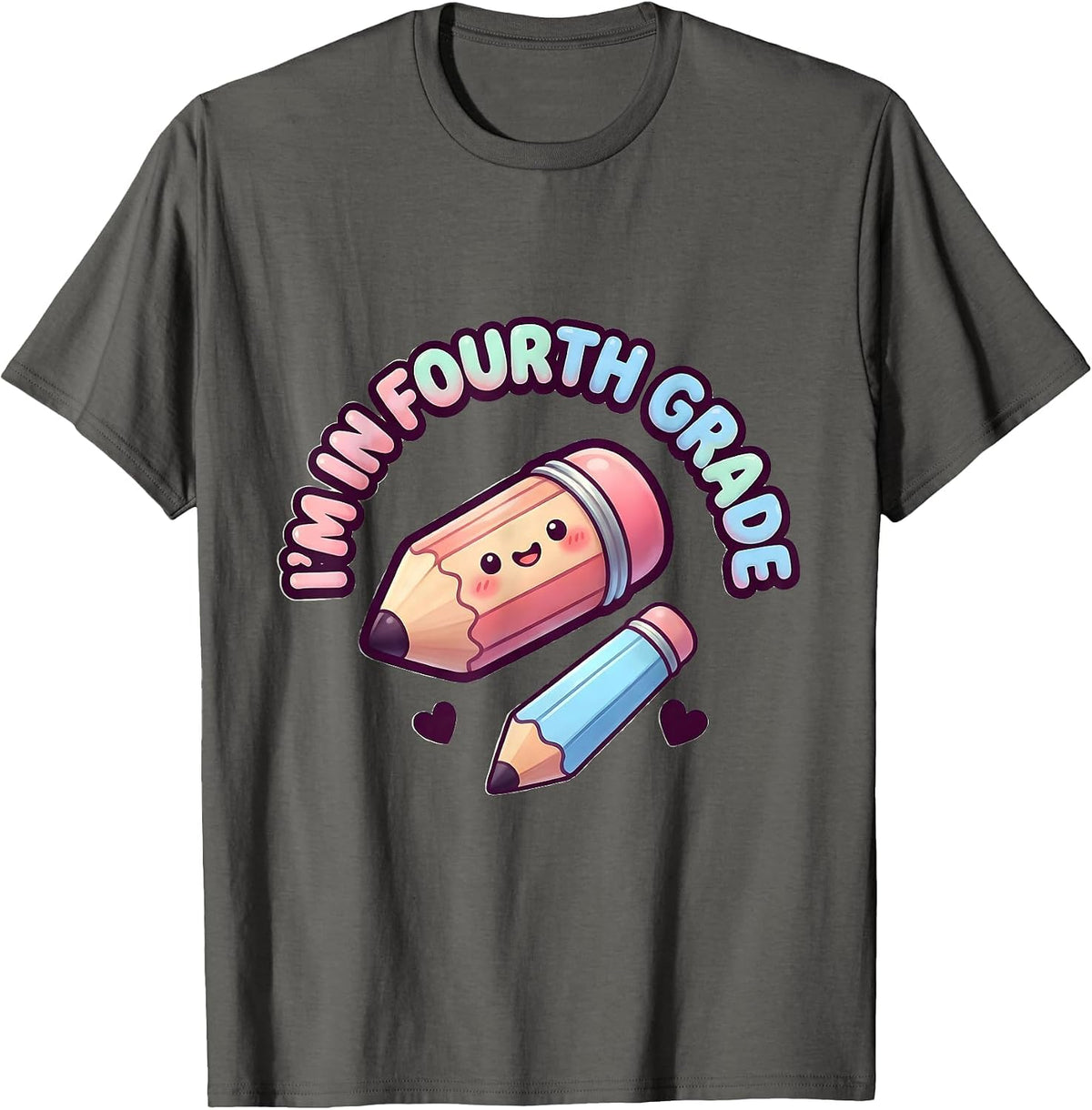 Men's I'm In Fourth Grade Cute Kawaii Back to School Pencil T-Shirt - Asphalt Grey
