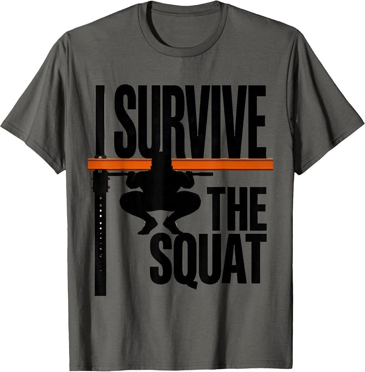 Men's I Survive The Squat Funny Gym Workout Weightlifting Humor T-Shirt - Asphalt Grey