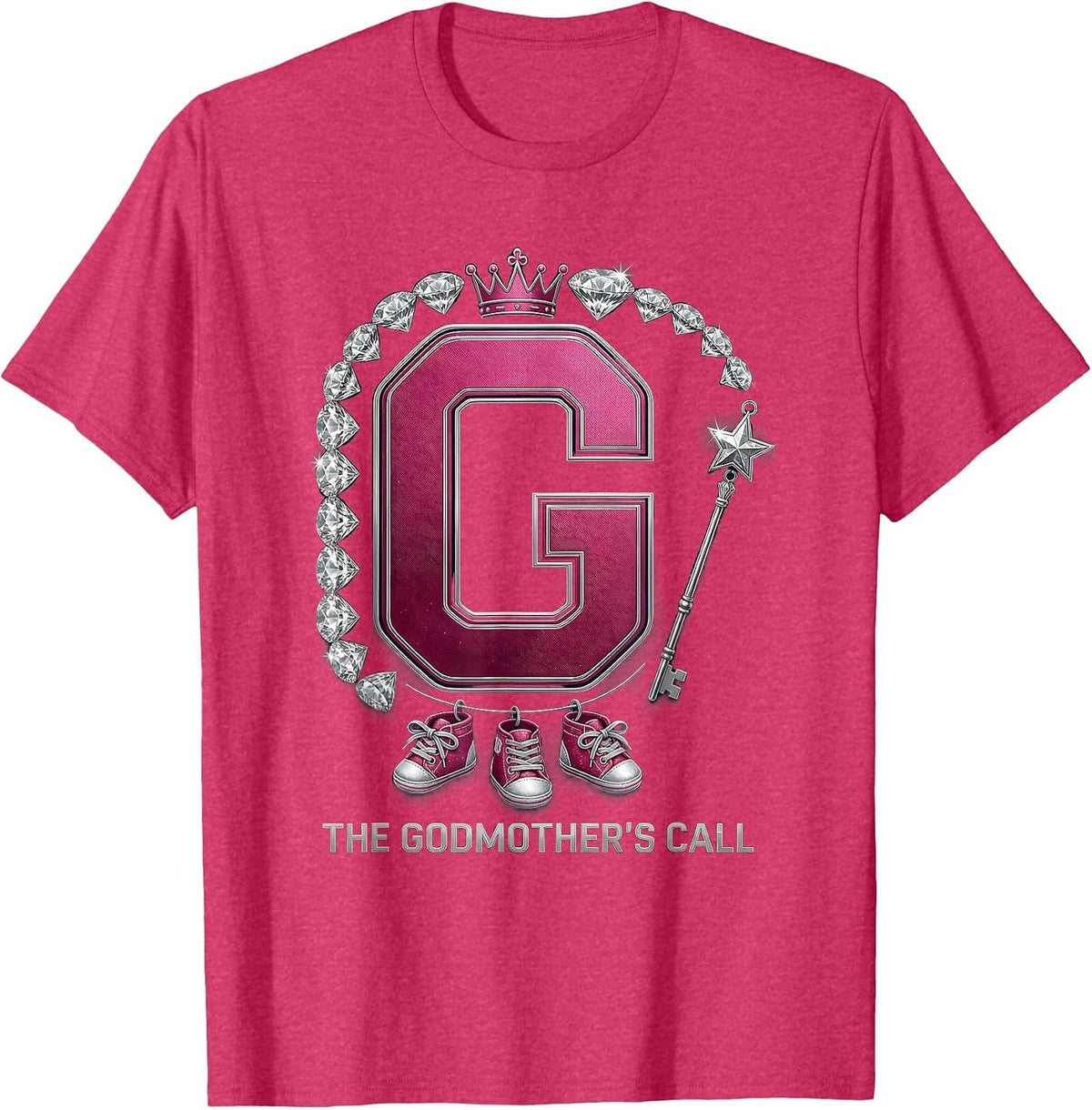 Men's The Godmother's Call Sparkle Varsity Fairy Tale Gift T-Shirt - Red Heather