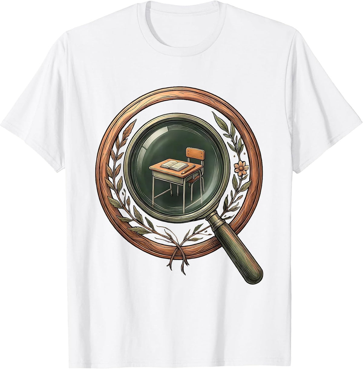 Men's 5th Grade Teacher Magnifying Glass Classroom Gift T-Shirt - White
