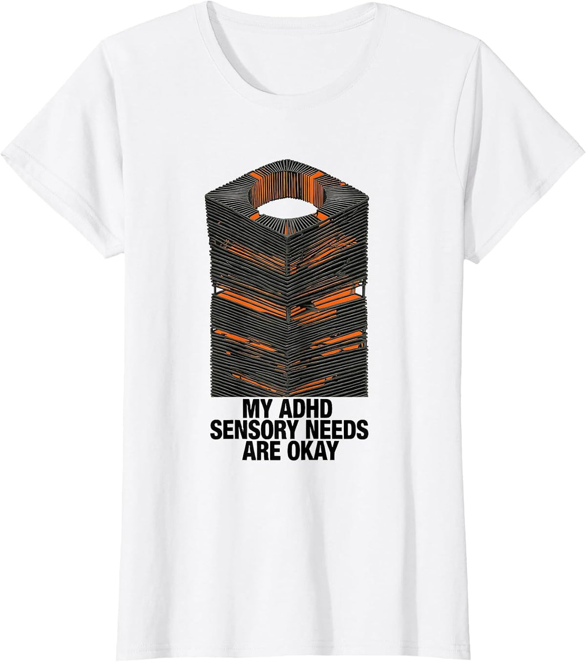 Women's My ADHD Sensory Needs Are Okay Stencil Graphic T-Shirt - White