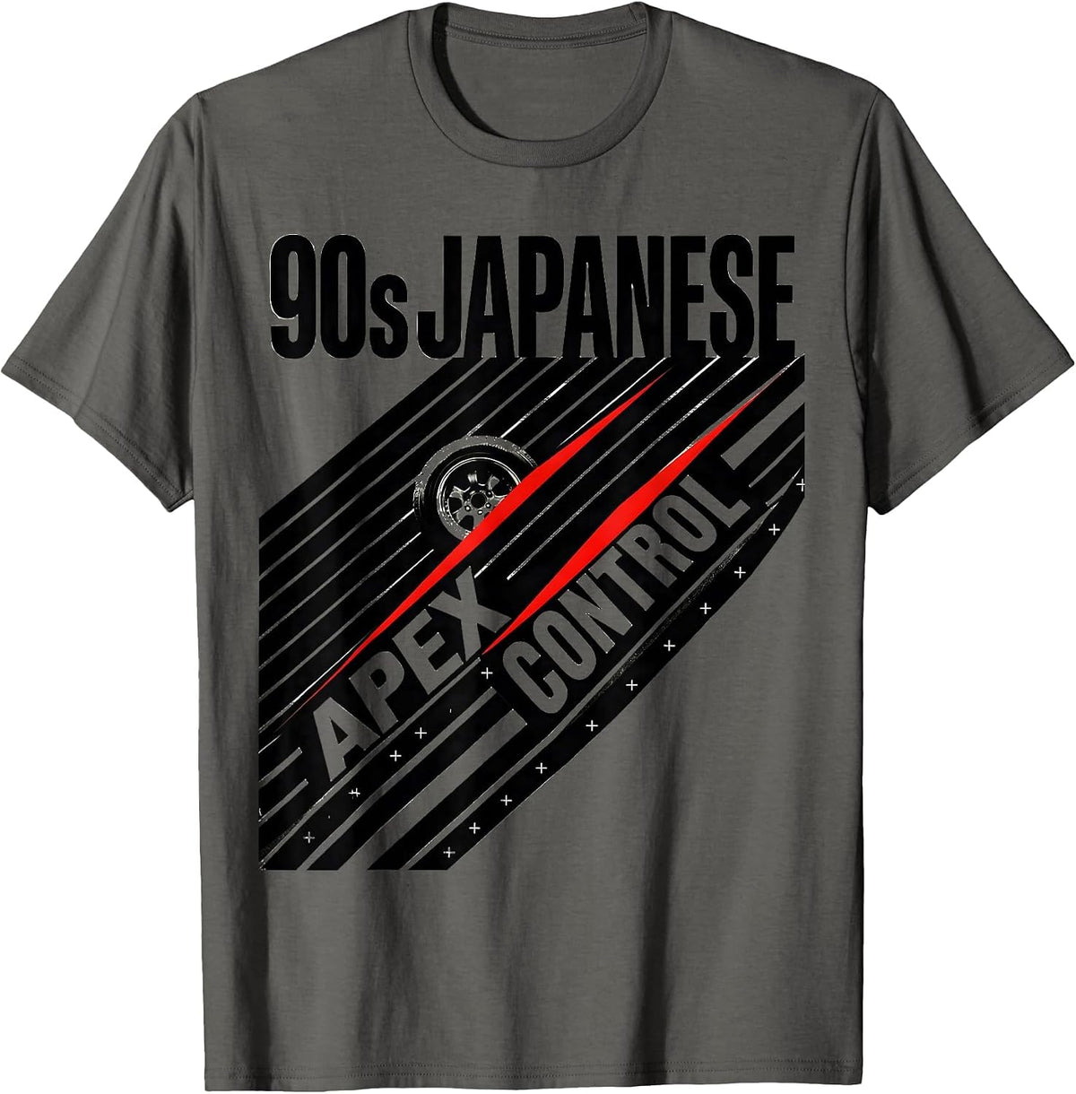 90s Japanese Apex Control JDM Drift Car Enthusiast Nostalgia T-Shirt - Asphalt Grey