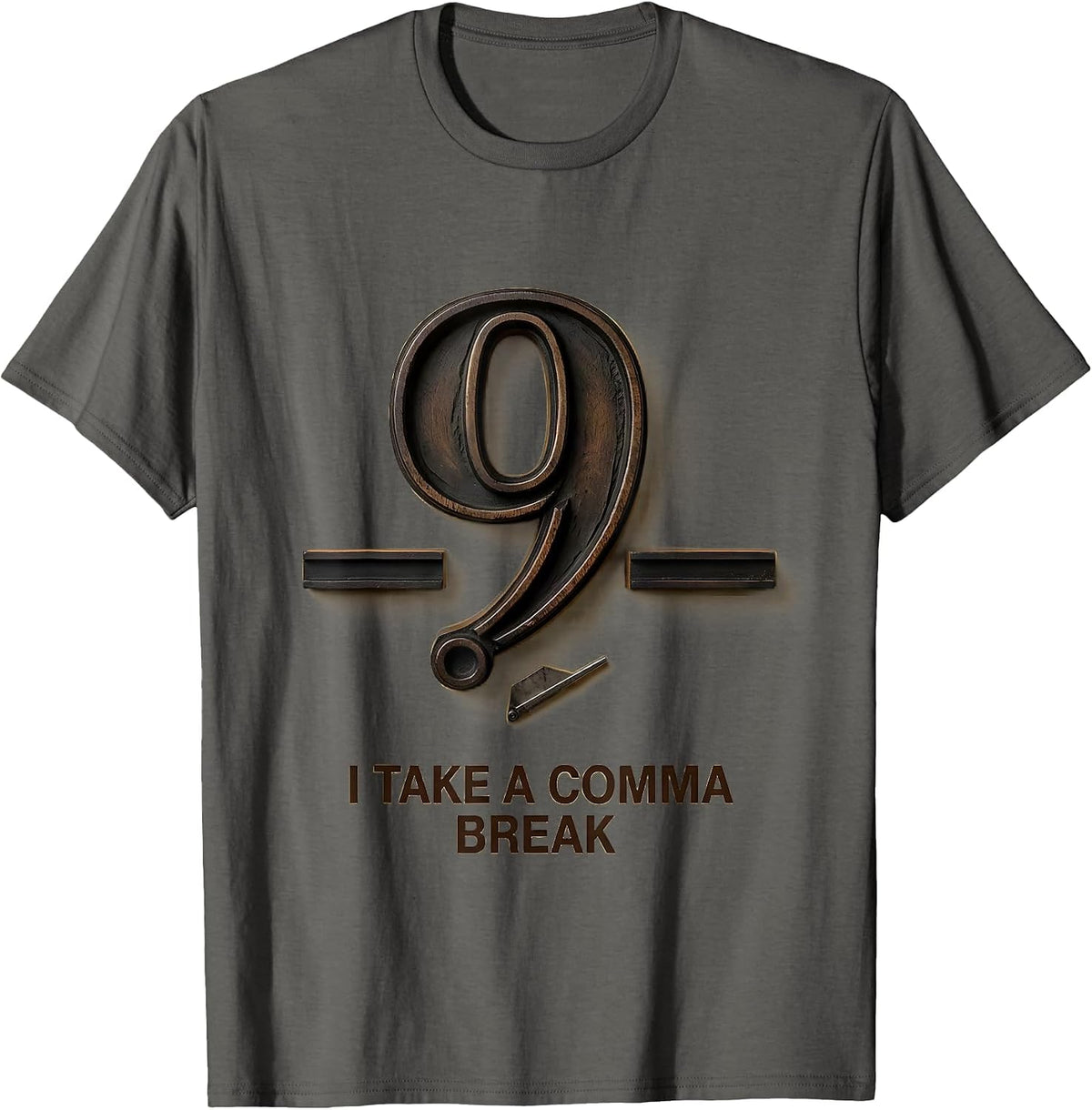 Men's I Take A Comma Break Funny Grammar Teacher Punctuation Humor T-Shirt - Asphalt Grey