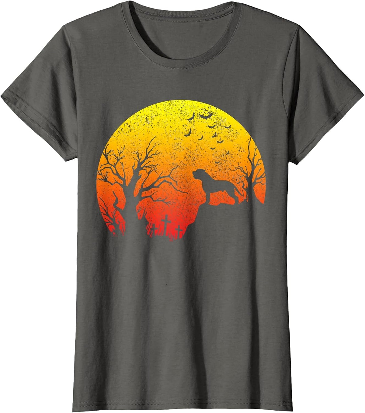 Pitbull Halloween Dog Funny Vintage Pitbull Dad Mom T-Shirt - Asphalt Grey