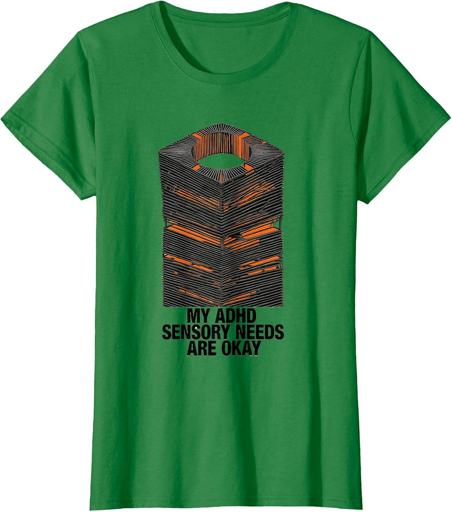 Women's My ADHD Sensory Needs Are Okay Stencil Graphic T-Shirt - Kelly Green
