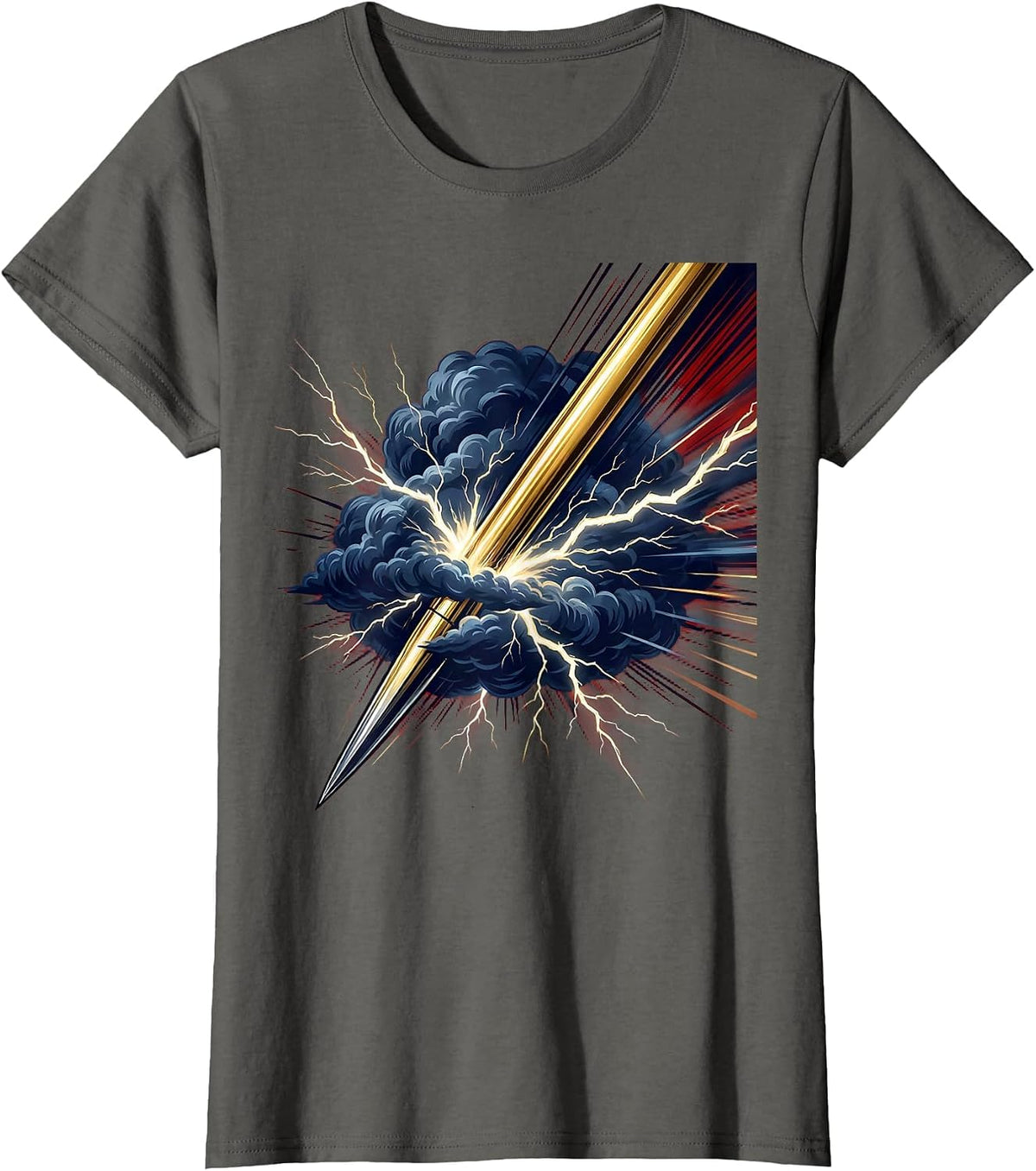 Women's Javelin Through Thundercloud Sports Graphic T-Shirt - Asphalt Grey