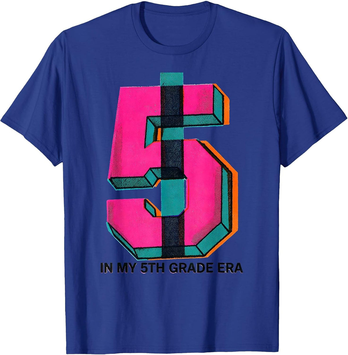 Men's In My 5th Grade Era Risograph Back To School Teacher Student T-Shirt - Royal Blue