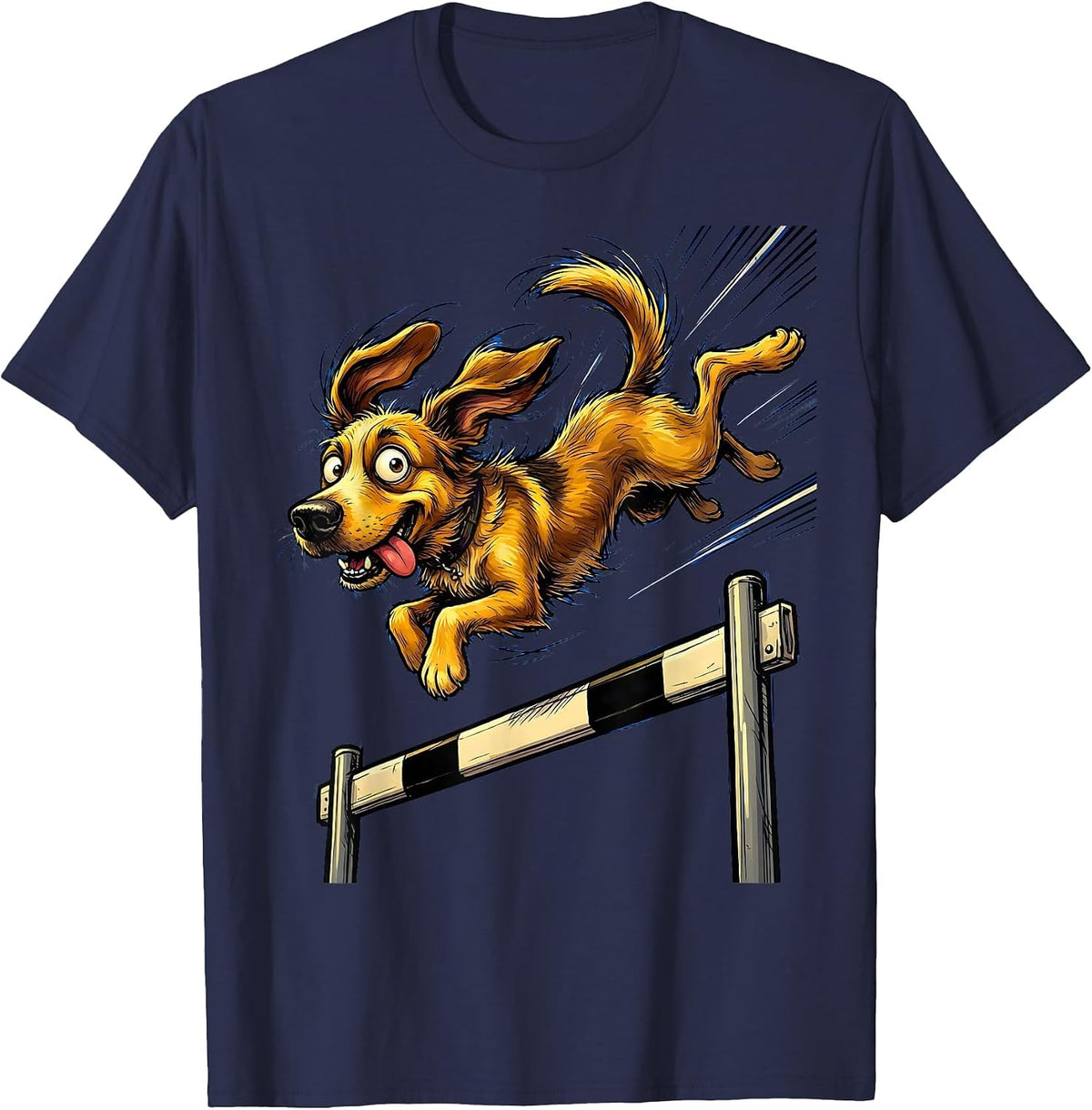 Men's Underdog Leaping Hurdle Cheer Graphic T-Shirt - Navy Blue