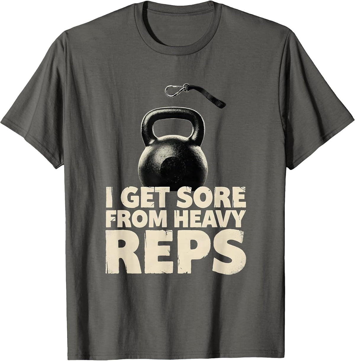 Men's I Get Sore From Heavy Reps Funny Gym Weightlifting Workout T-Shirt - Asphalt Grey