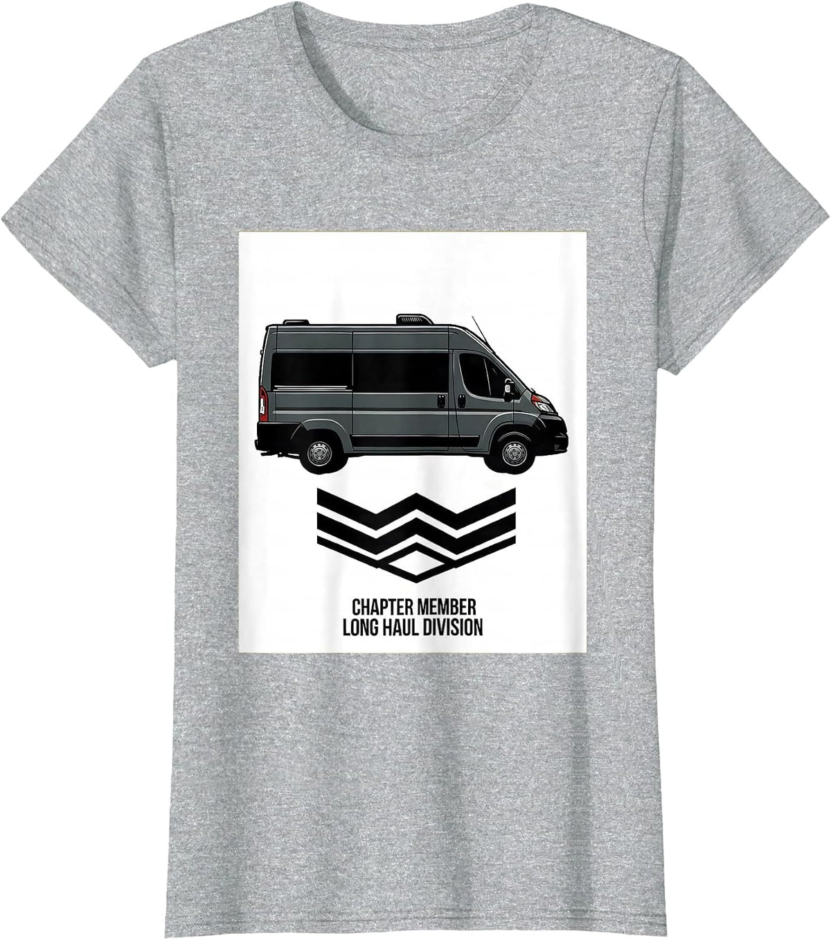 Women's Chapter Member Long Haul Division Retro Van Life Nomad Humor T-Shirt - Heather Grey
