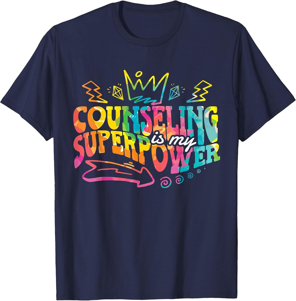 Counseling is My Superpower Professional School Counselor T-Shirt - Navy Blue