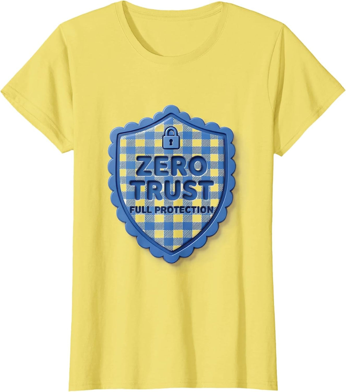 Zero Trust Full Protection Cybersecurity Design T-Shirt - Lemon Yellow