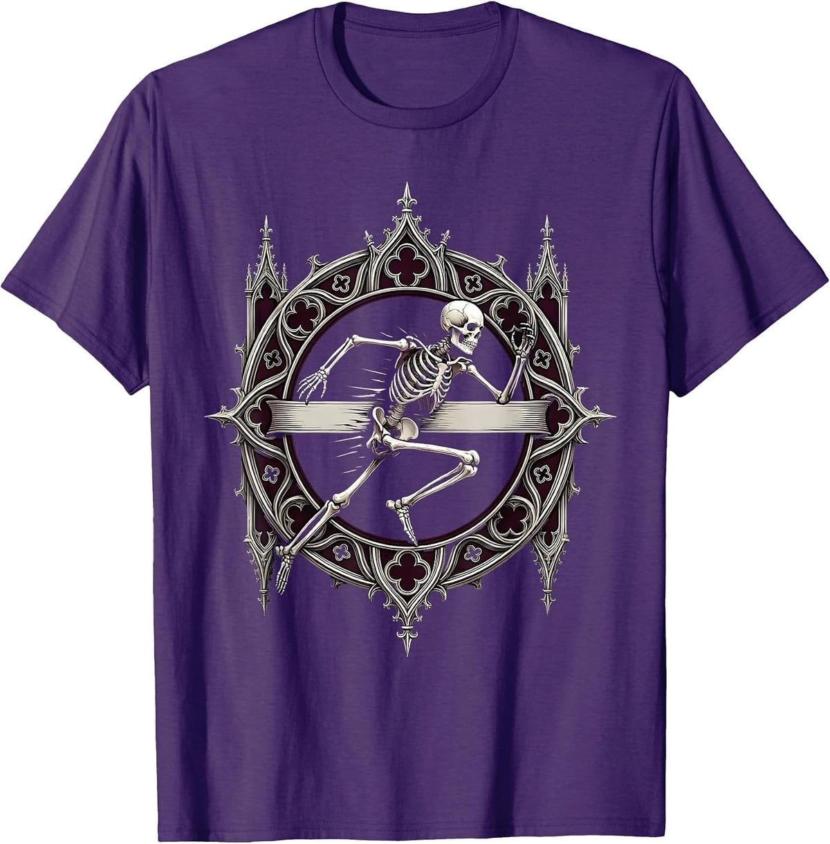 Skeleton Runner Crossing the Finish Line T-Shirt - Purple