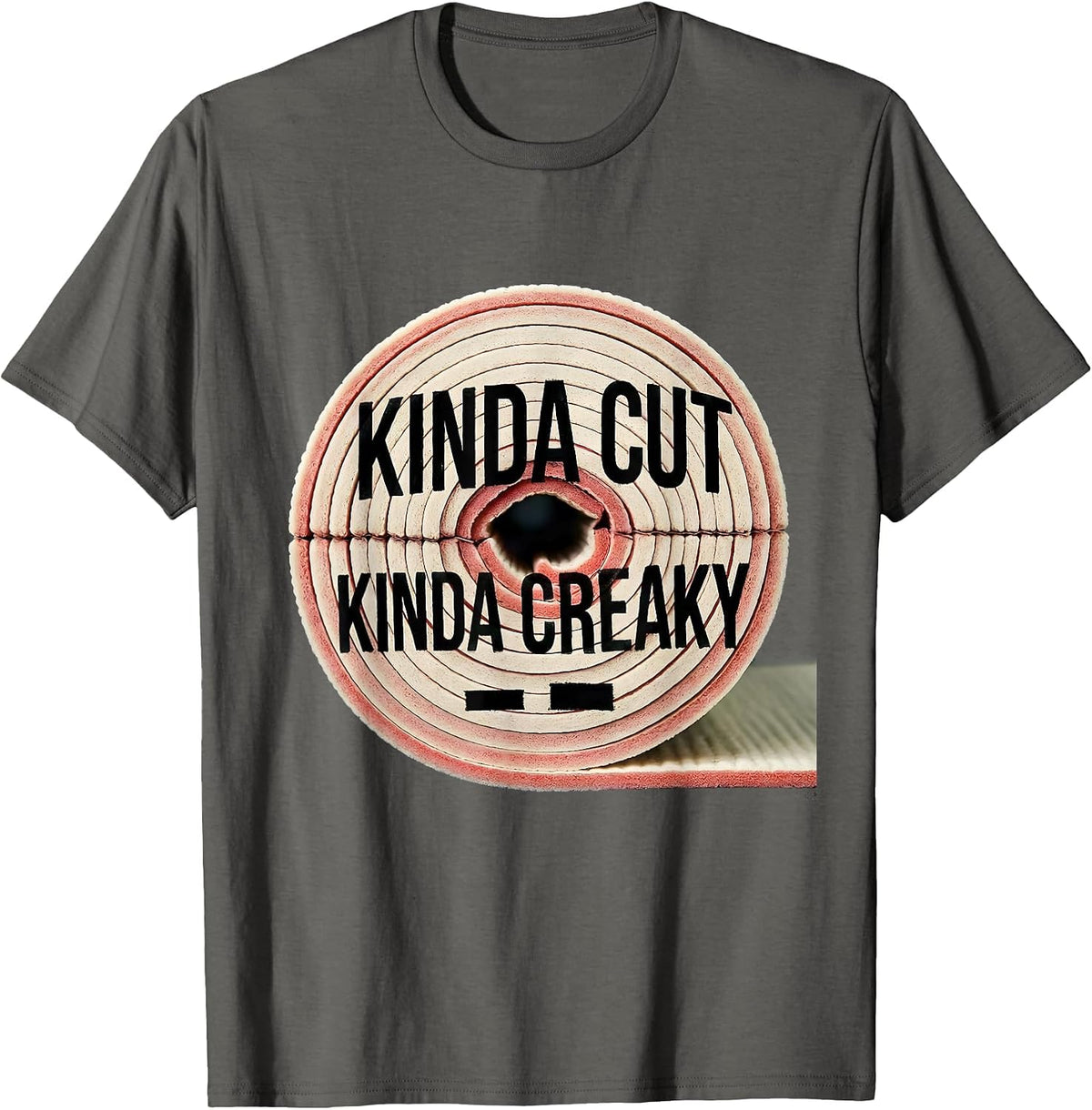 Men's Kinda Cut Kinda Creaky Funny Gym Workout Weightlifting Humor T-Shirt - Asphalt Grey