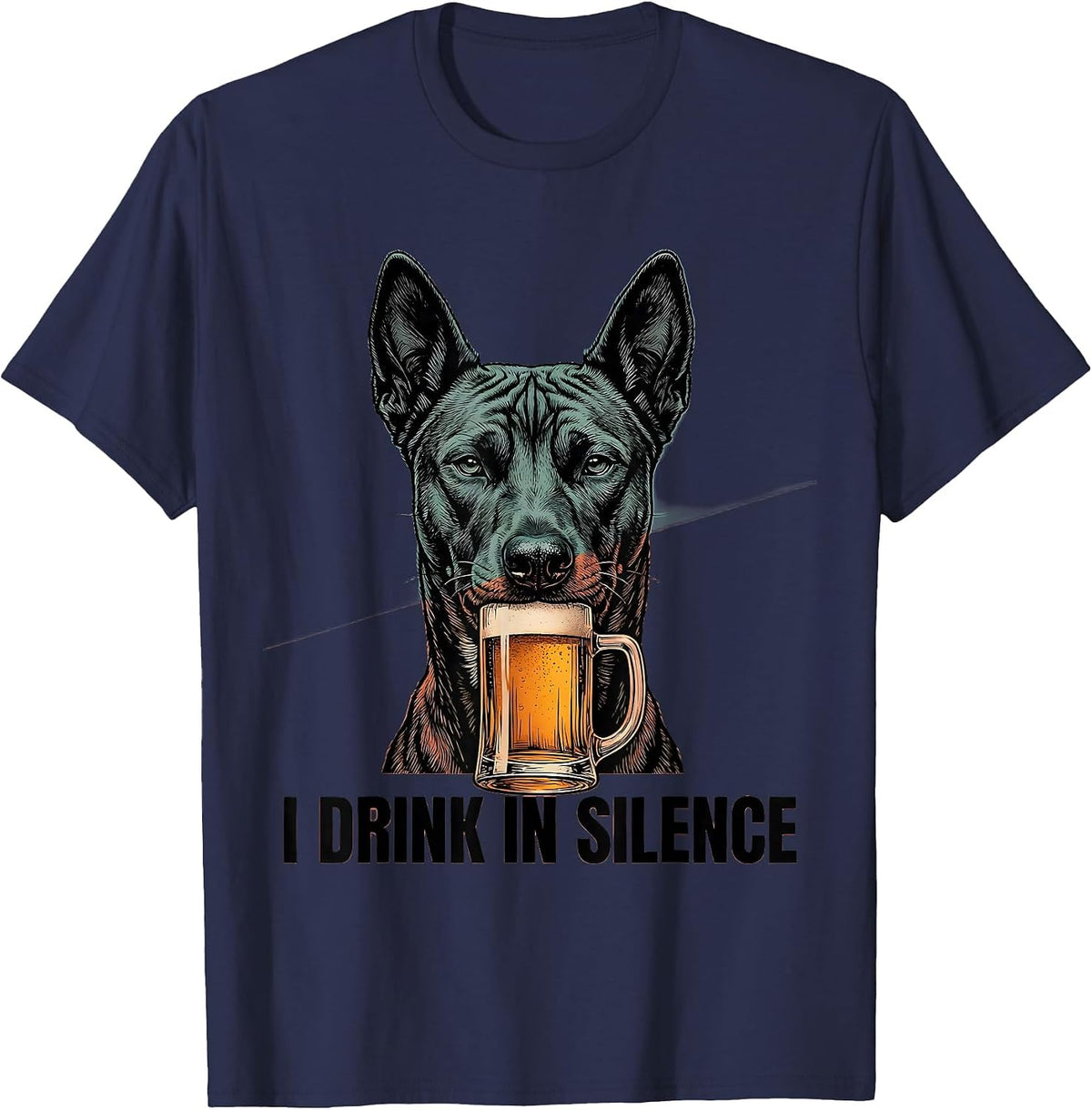 Men's I Drink In Silence Funny Basenji Dog Meme Humor T-Shirt - Navy Blue