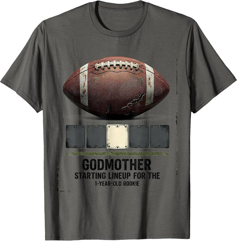 Godmother — Starting Lineup For The 1-Year-Old Rookie T-Shirt - Asphalt Grey