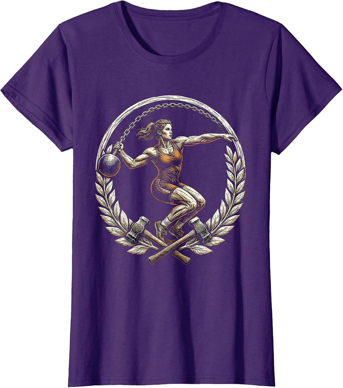 Women's Hammer Throw Athlete Graphic Competition Design T-Shirt - Purple