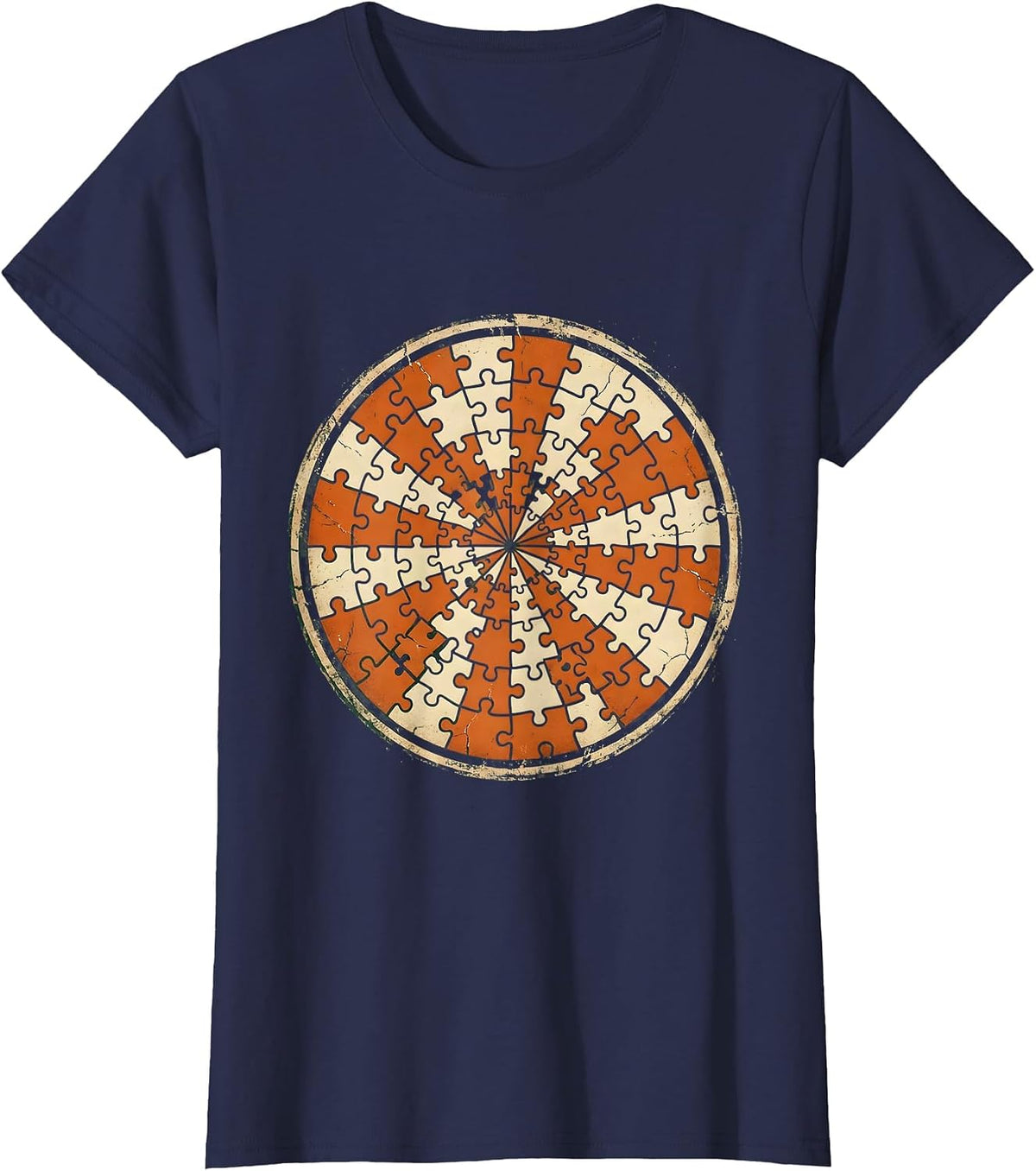 Women's Paraprofessional Colorful Puzzle Pieces Graphic T-Shirt - Navy Blue