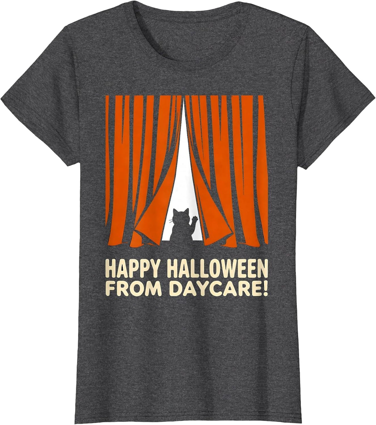 Women's Happy Halloween From Daycare Playful Preschool Teacher T-Shirt - Dark Heather Grey
