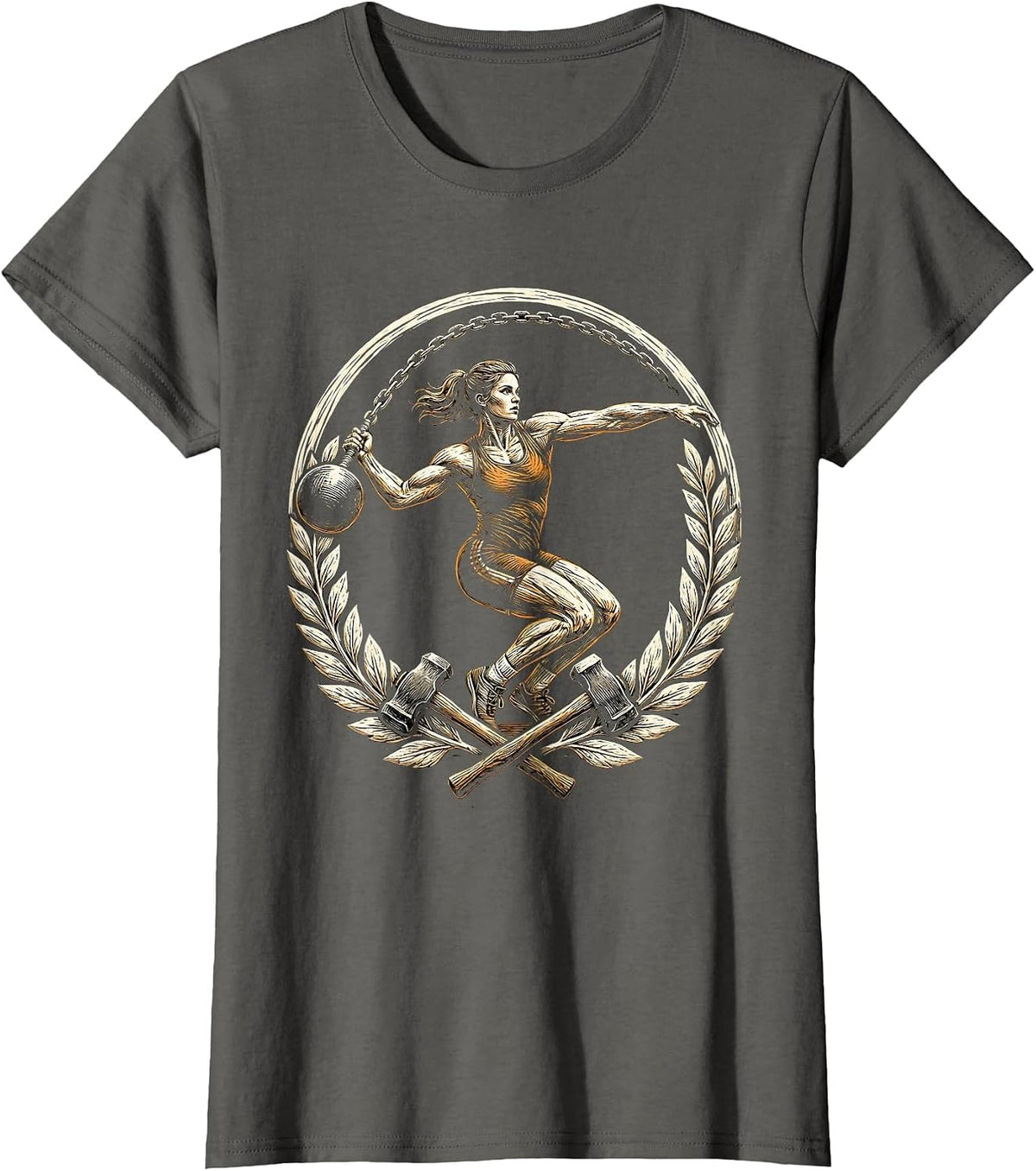 Women's Hammer Throw Athlete Graphic Competition Design T-Shirt - Asphalt Grey