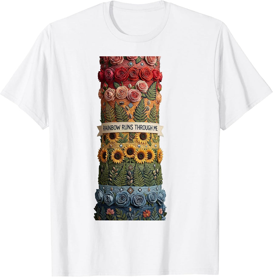 Rainbow Runs Through Me Pride Design T-Shirt - White