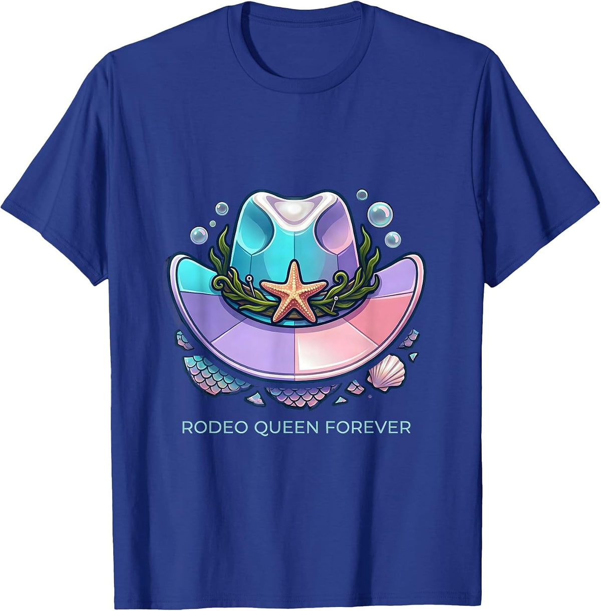 Rodeo Queen Forever Cowgirl Design T-Shirt - Royal Blue