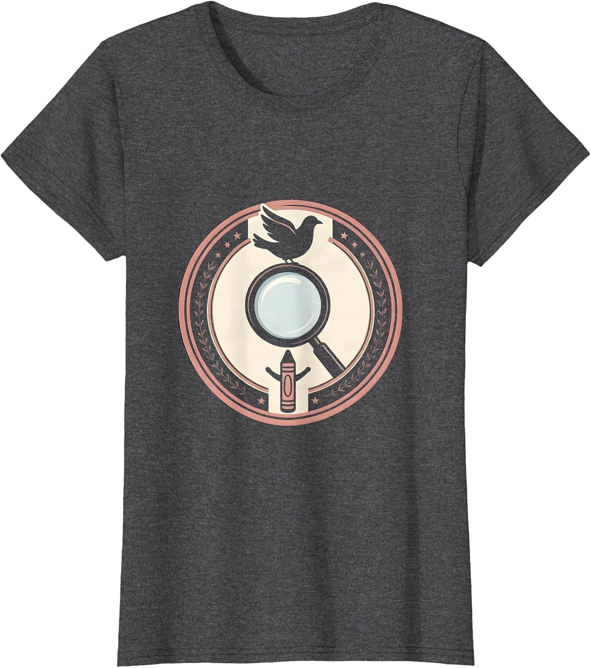 Women's Paraprofessional Magnifying Glass Child Drawing T-Shirt - Dark Heather Grey