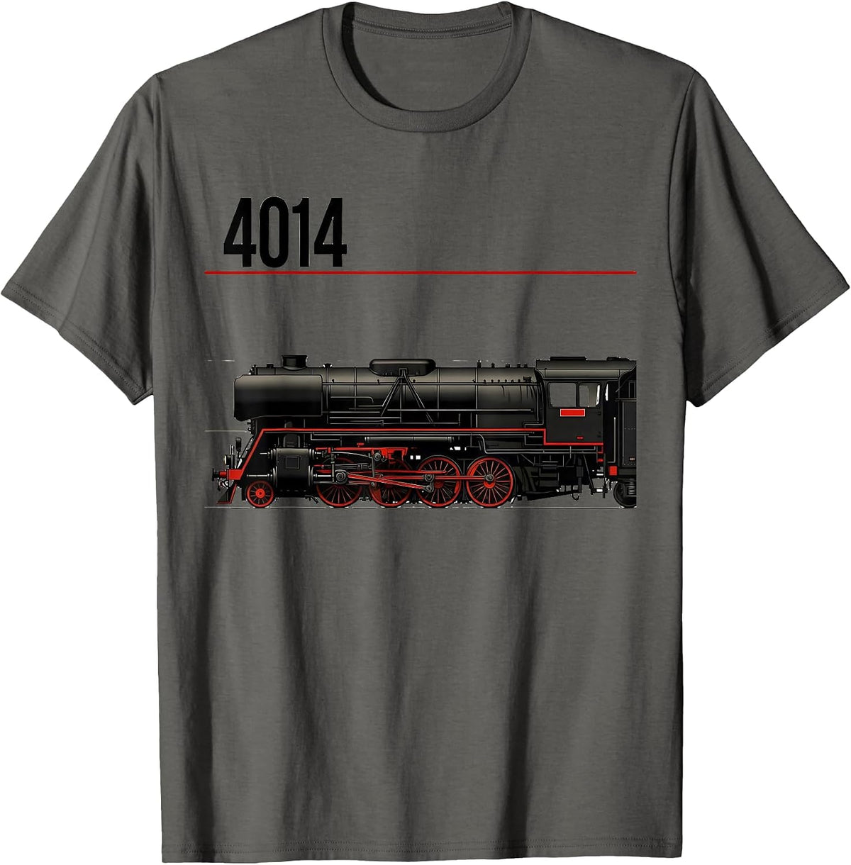 Men's 4014 Vintage Steam Locomotive Railroad Enthusiast Hobby Wear T-Shirt - Asphalt Grey