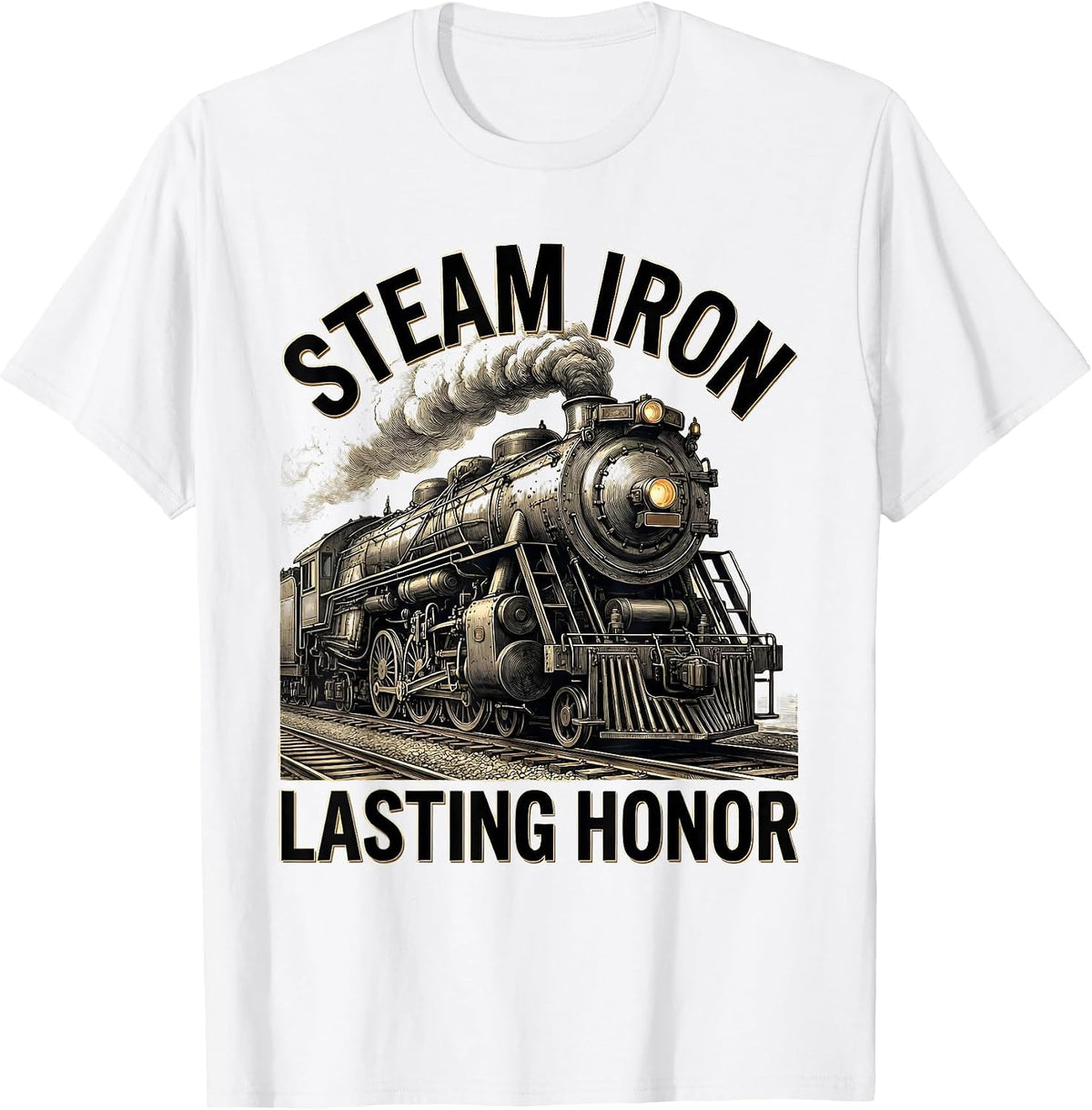 Men's Steam Iron Lasting Honor Big Boy 4014 Steam Locomotive Train T-Shirt - White