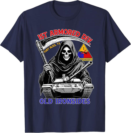 1st Armored Division Old Ironside Fort Bliss Texas Vintage T-Shirt - Navy Blue