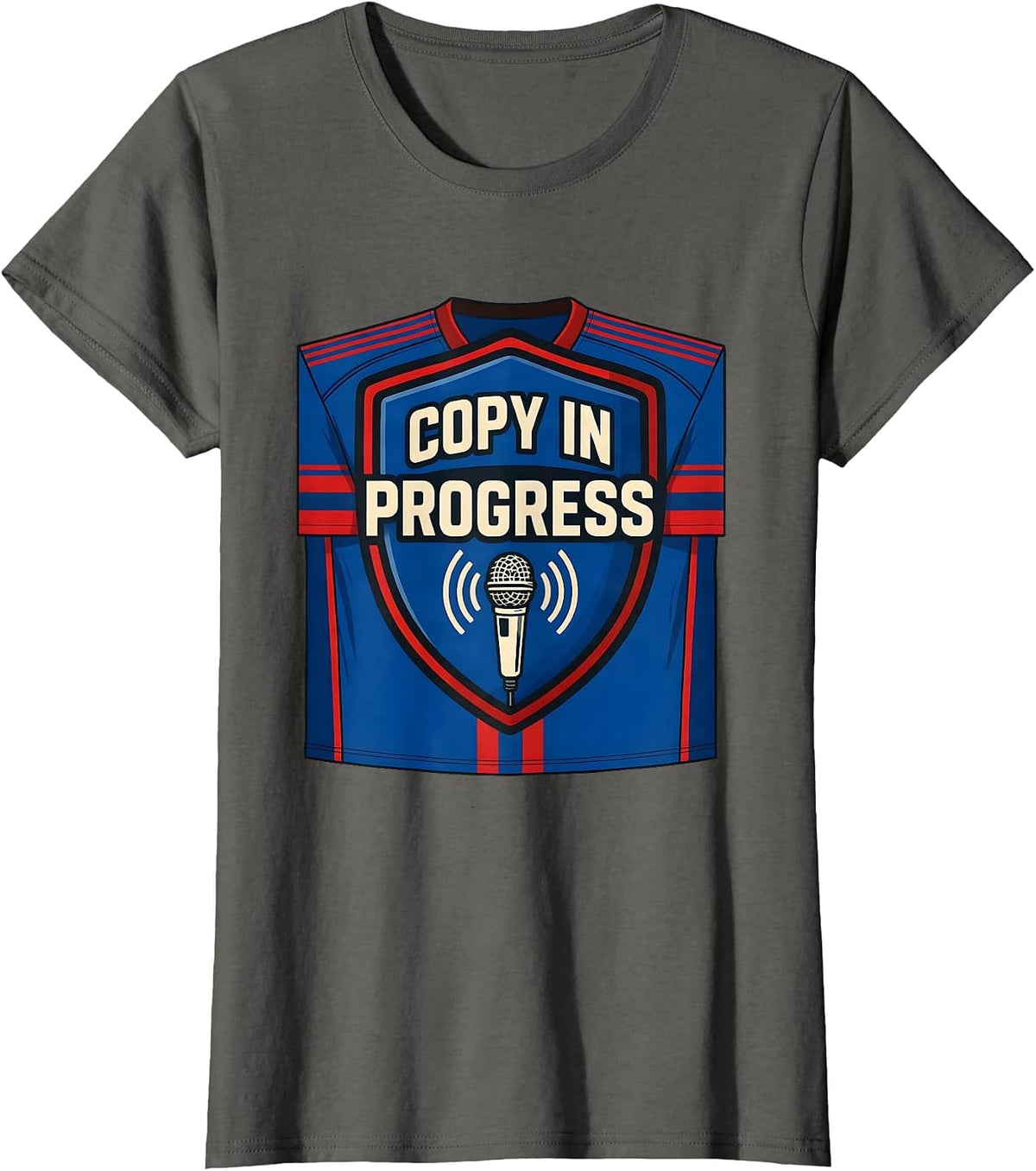 Women's Copy In Progress Funny Ham Radio Operator Hobbyist Humor T-Shirt - Asphalt Grey