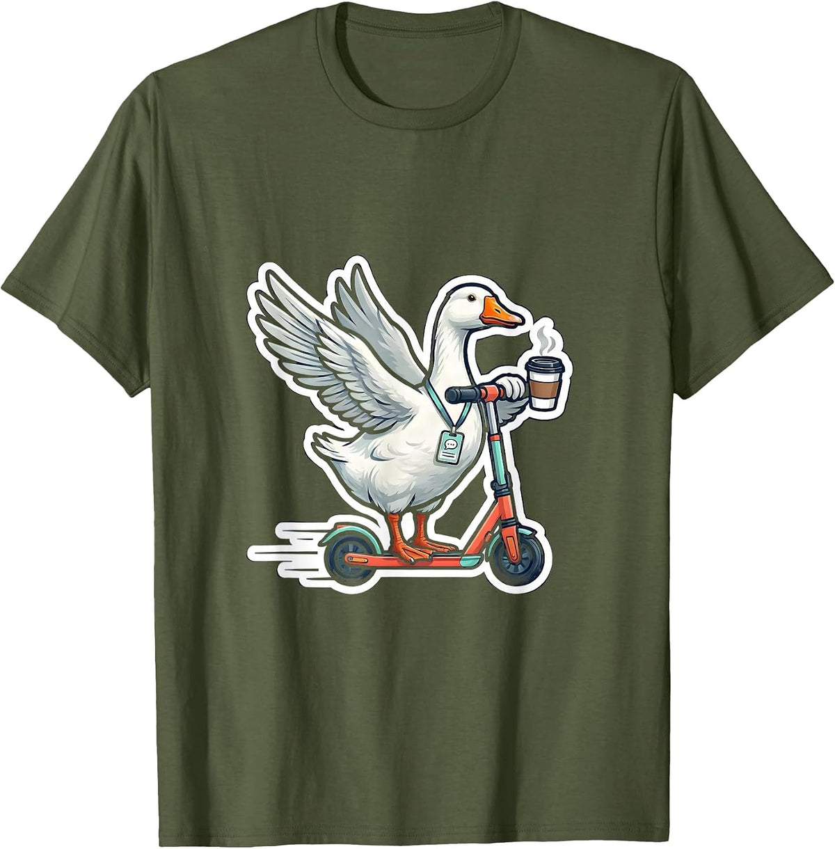Men's Silly Goose Scooter Funny Mental Health Counselor T-Shirt - Olive Green