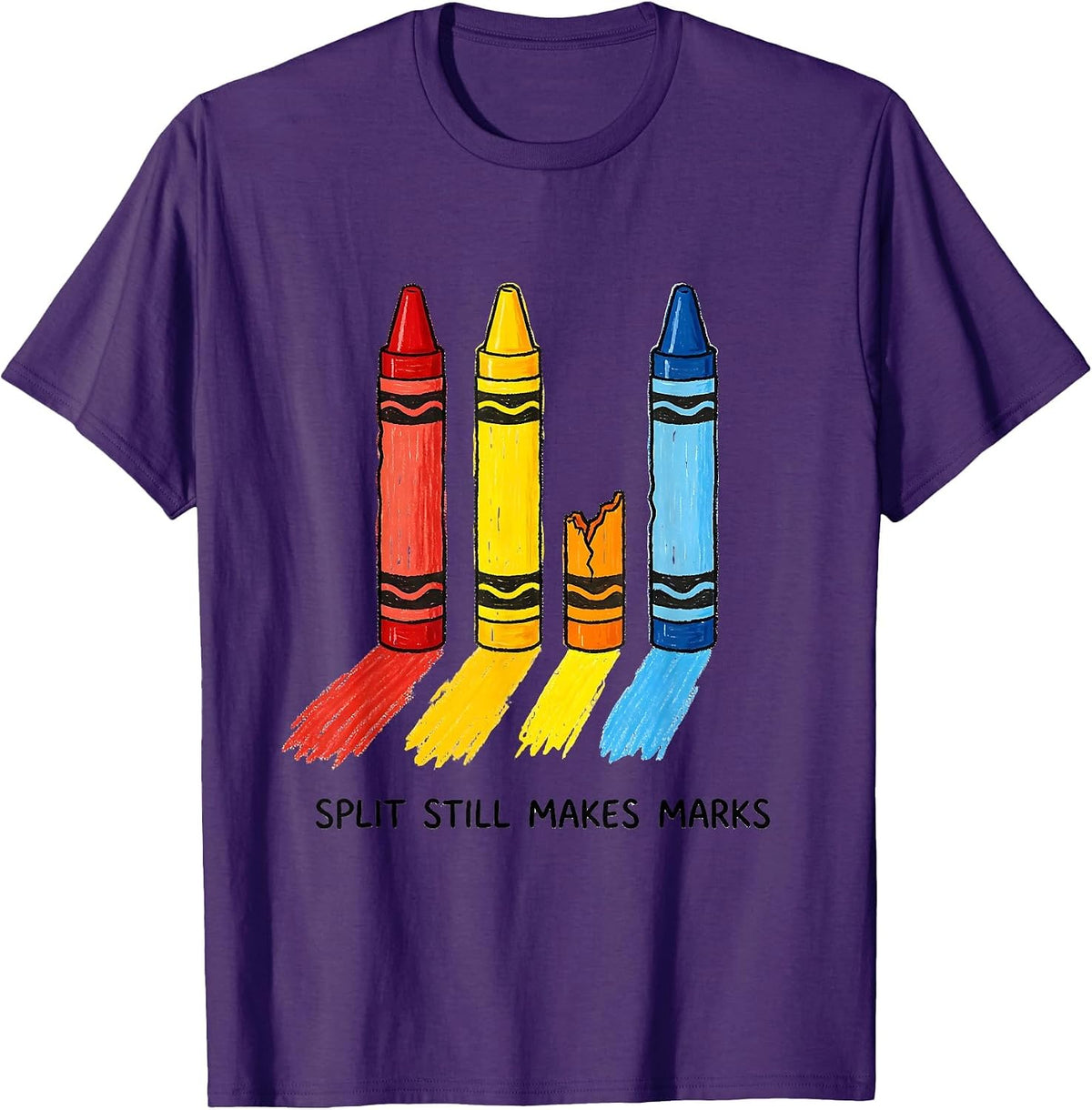 Split Still Makes Marks Naive Kidcore Teacher Mental Health T-Shirt - Purple