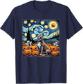 Starry Night Pitbull Halloween T-Shirt - Navy Blue