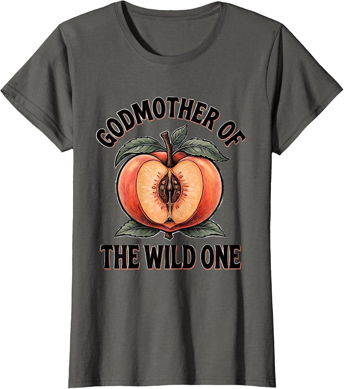 Women's Godmother Of The Wild One Folk Art Family Matching Birthday T-Shirt - Asphalt Grey