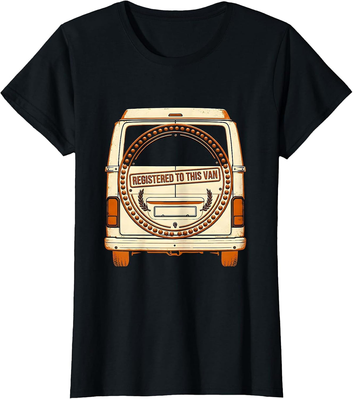 Registered To This Van Vintage Van Life Emblem Road Trip T-Shirt - Black