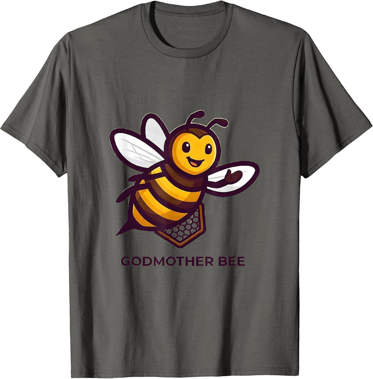 Godmother Bee Cute Family Matching First Bee Day Birthday T-Shirt - Asphalt Grey