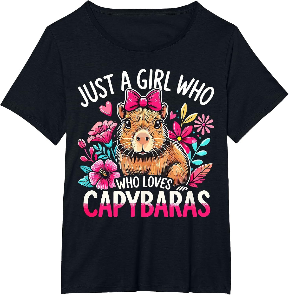 Just a Girl Who Loves Capybaras T-Shirt Tee for Girls Women Capybara Lover Gift - Black