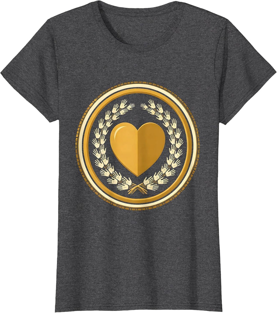 Women's Daycare Teacher Tiny Handprints Big Heart Design T-Shirt - Dark Heather Grey