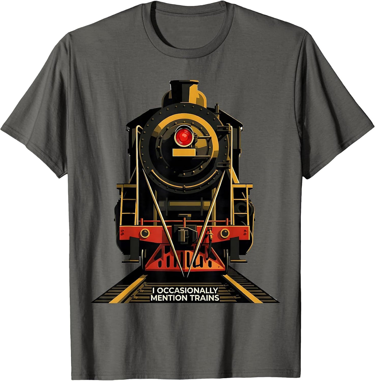 I Occasionally Mention Trains Funny Train Enthusiast Model T-Shirt - Asphalt Grey