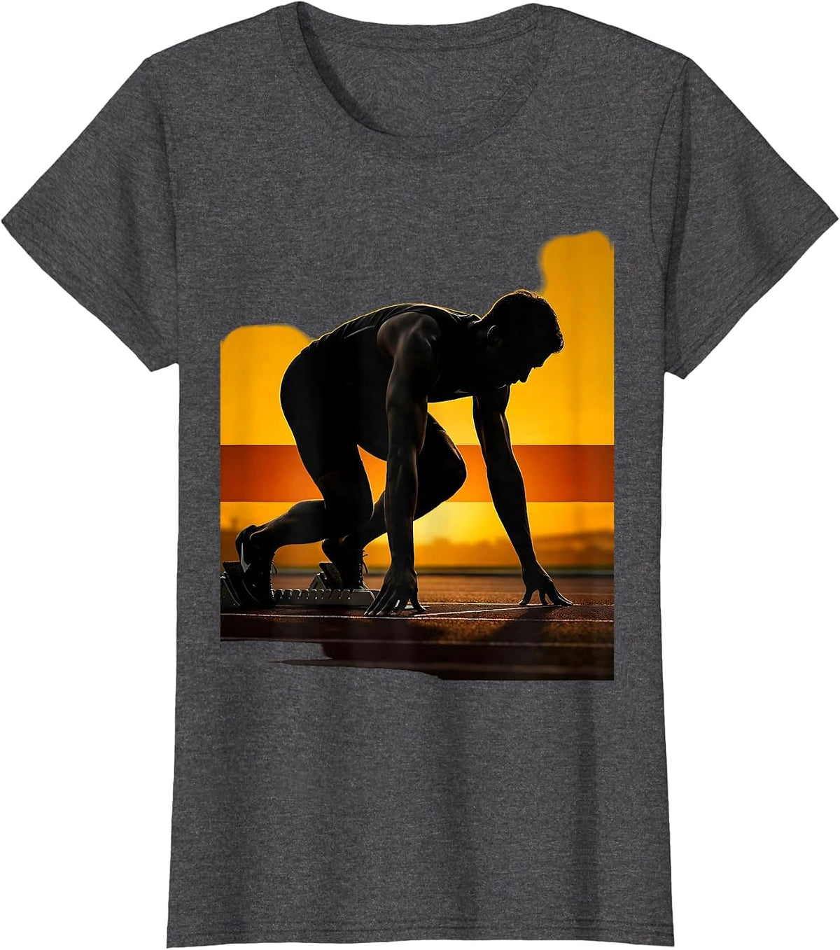 Women's Sprinter Starting Blocks Dawn Athletic Graphic T-Shirt - Dark Heather Grey