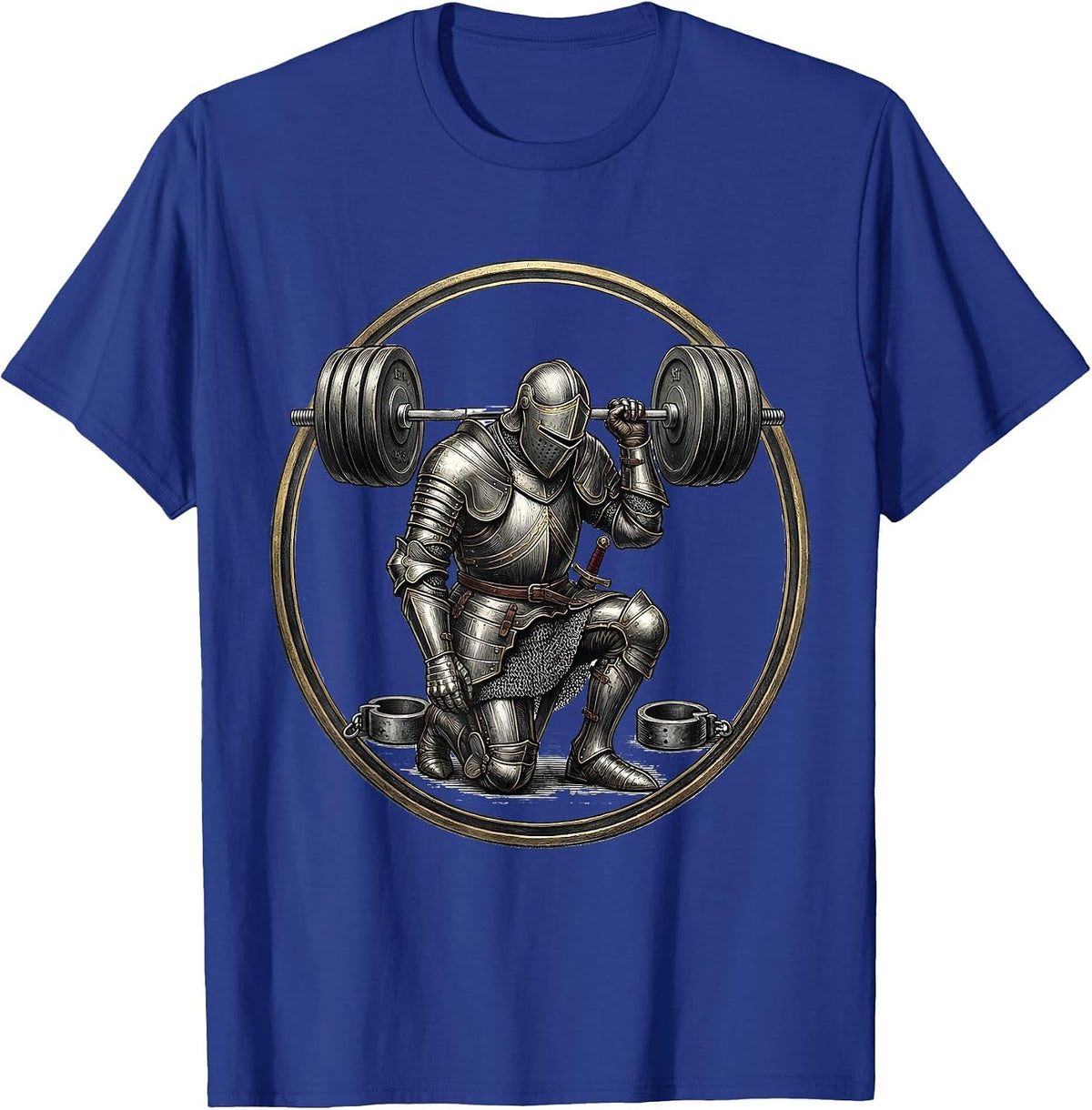 Men's Knight Weightlifter Gym Humor Medieval Workout T-Shirt - Royal Blue